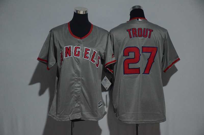 Women Los Angeles Angels of Anaheim #27 Mike Trout Gray New Cool Base Stitched Jersey,We sell and wholesale Women Los Angeles Angels of Anaheim #27 Mike Trout Gray New Cool Base Stitched Jersey on line form chian!
